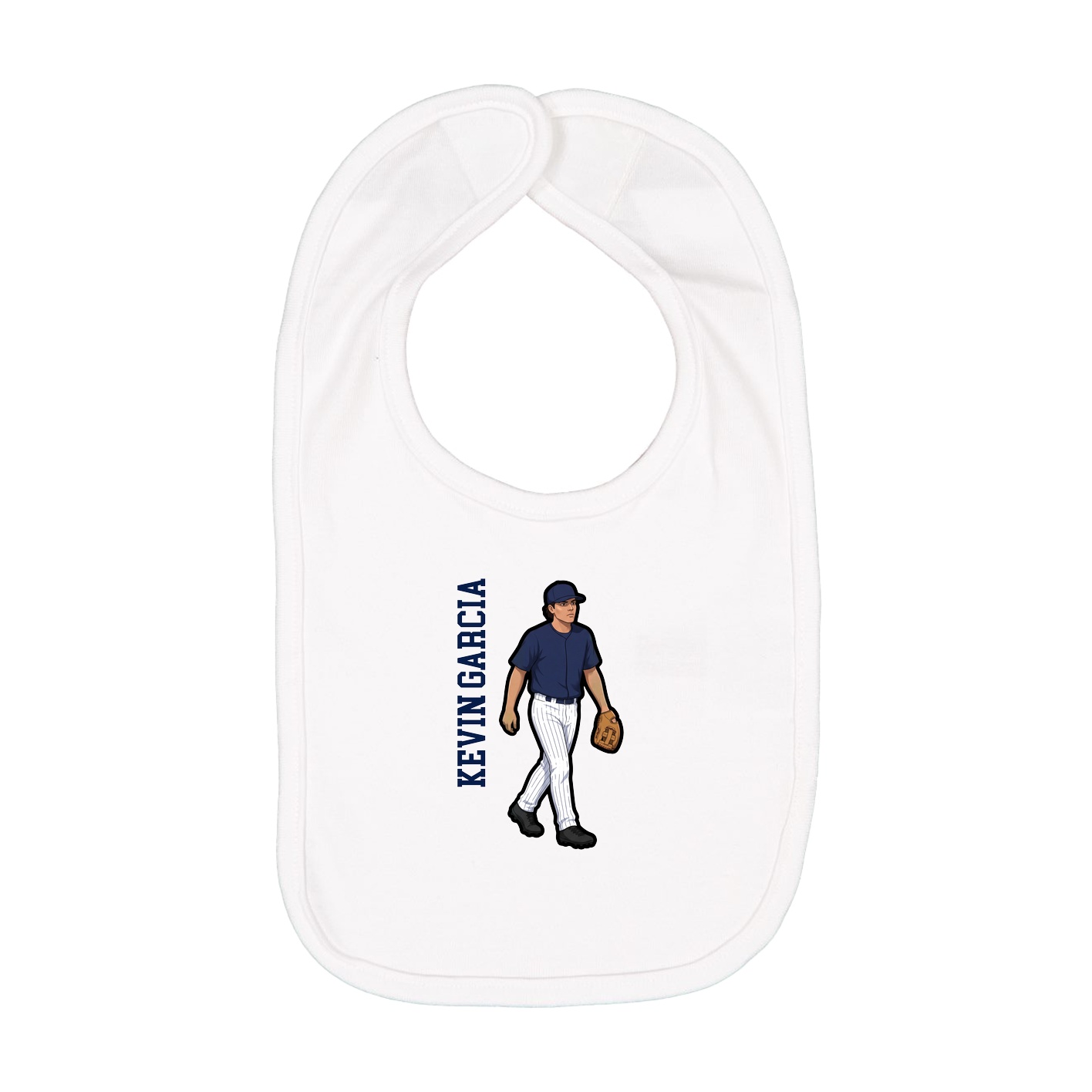 Infant Bib — Name Vertical in White