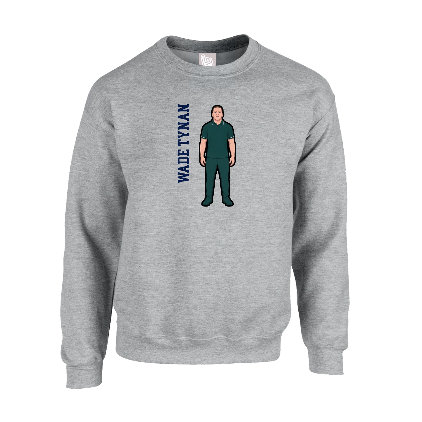 Fleece Crew — Name Vertical in Grey