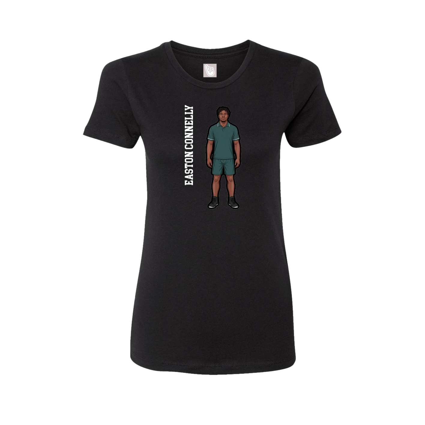 Fitted Women's Tee — Name Vertical in Black