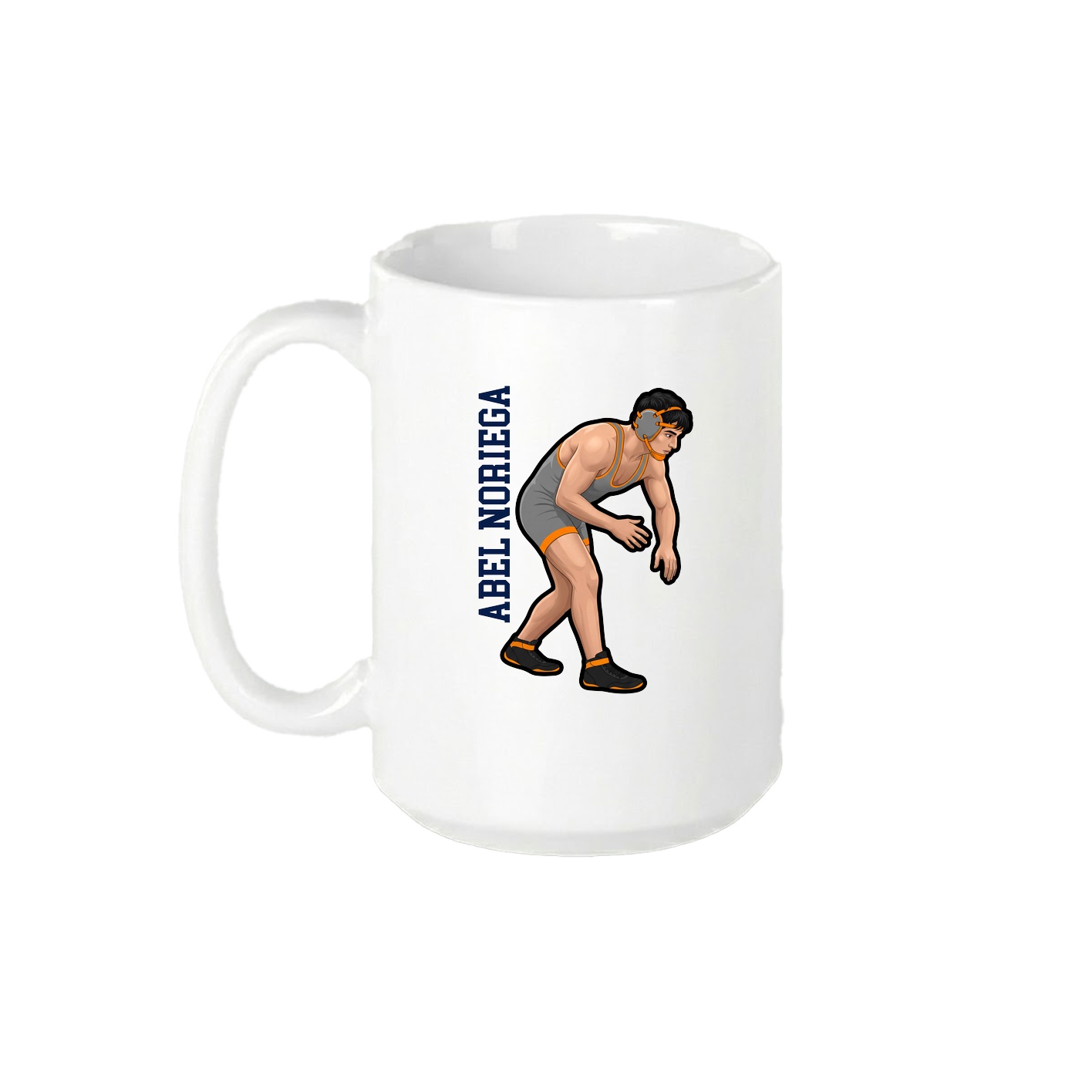 15oz Coffee Mug — Name Vertical in White