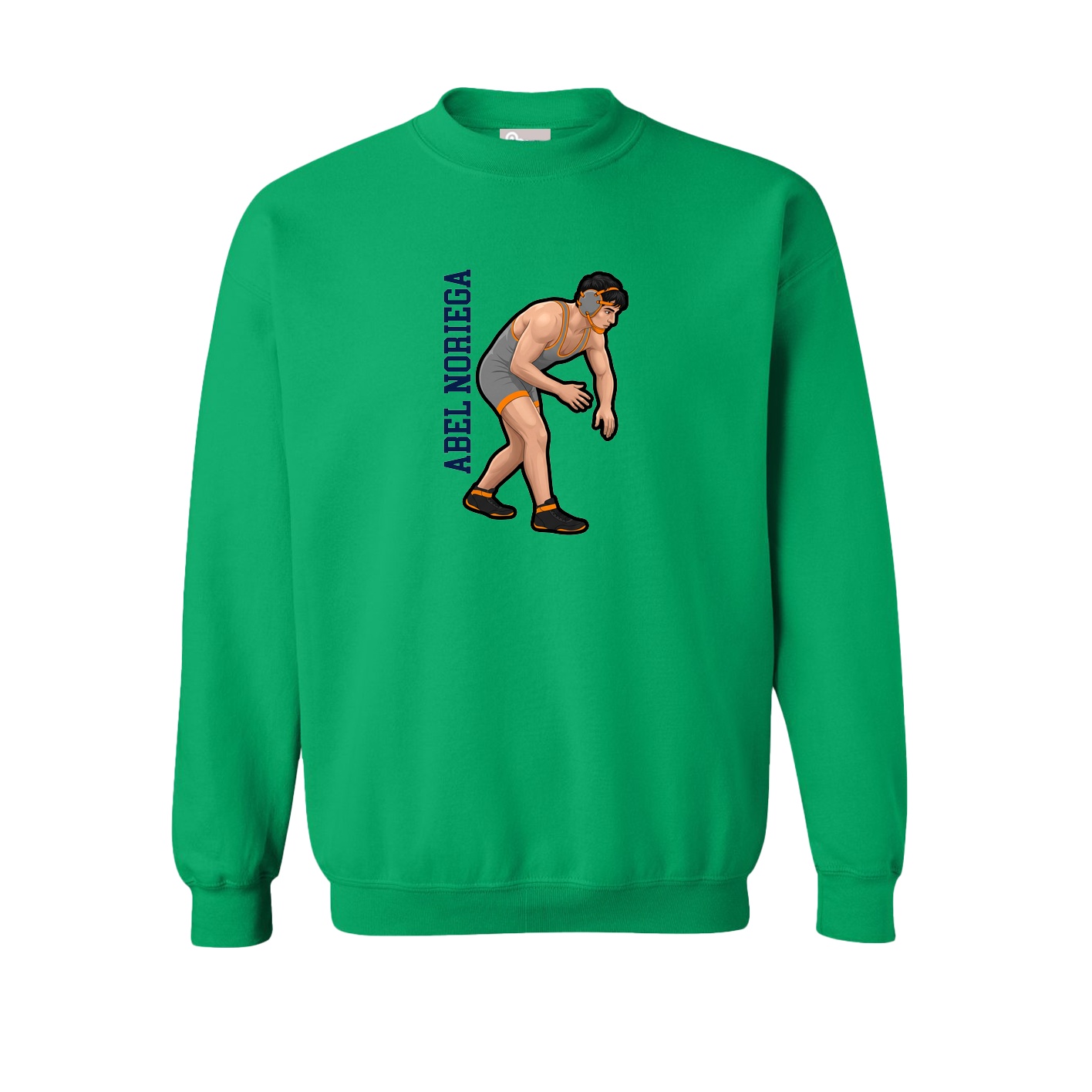 Fleece Crew — Name Vertical in Green