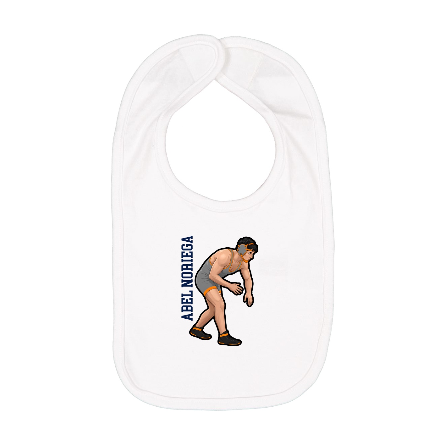 Infant Bib — Name Vertical in White