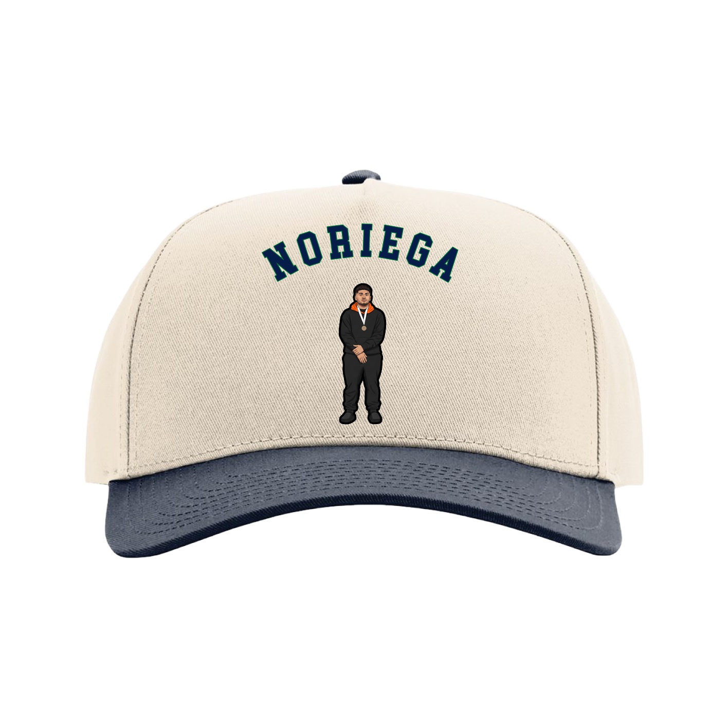 Full Fabric Five-Panel Champ Cap — Shirsey Arch in Cream/Navy