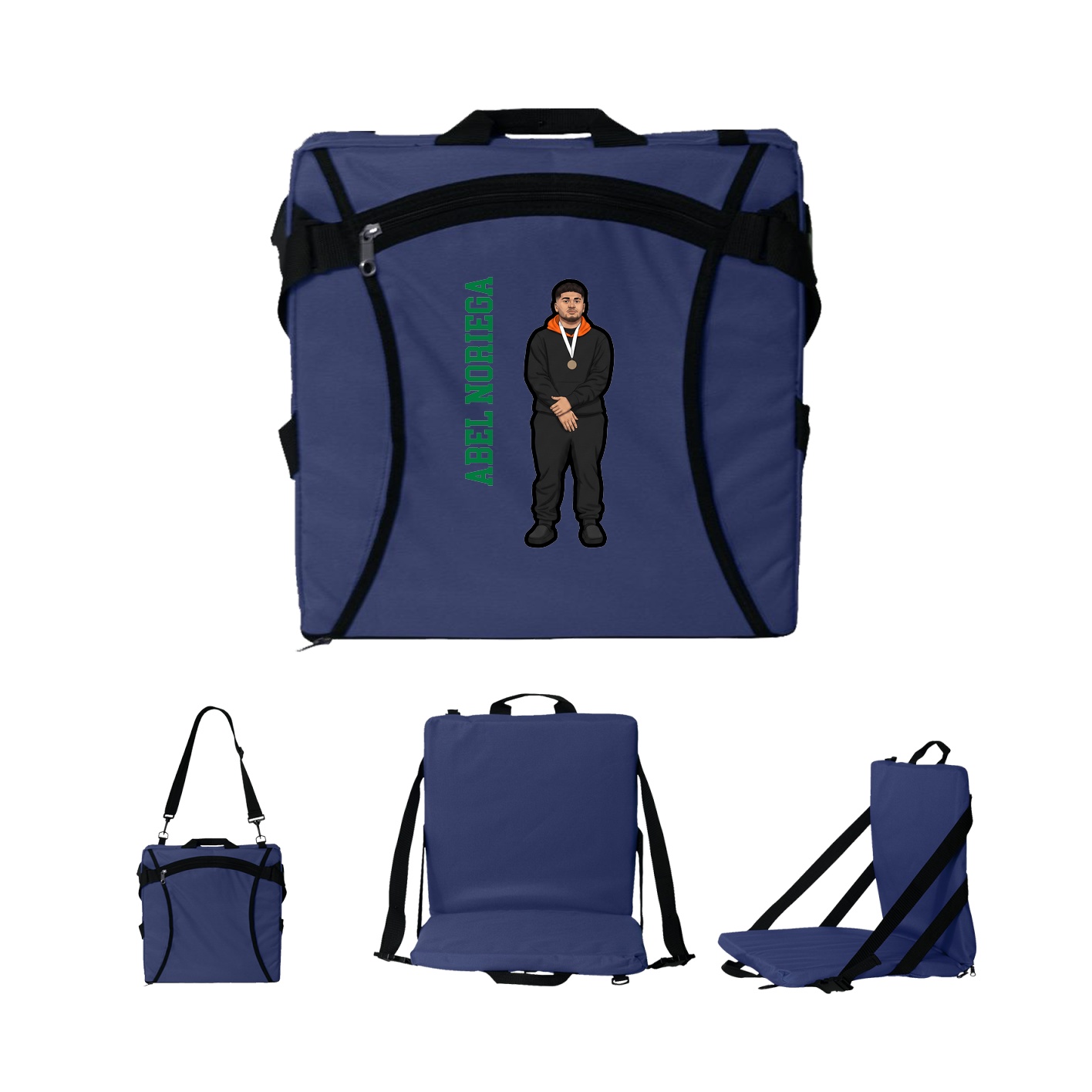 Folding Stadium Seat — Name Vertical in Navy