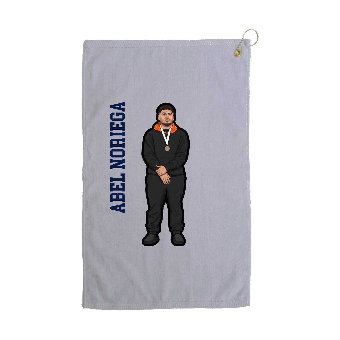 Golf Towel — Name Vertical in Grey