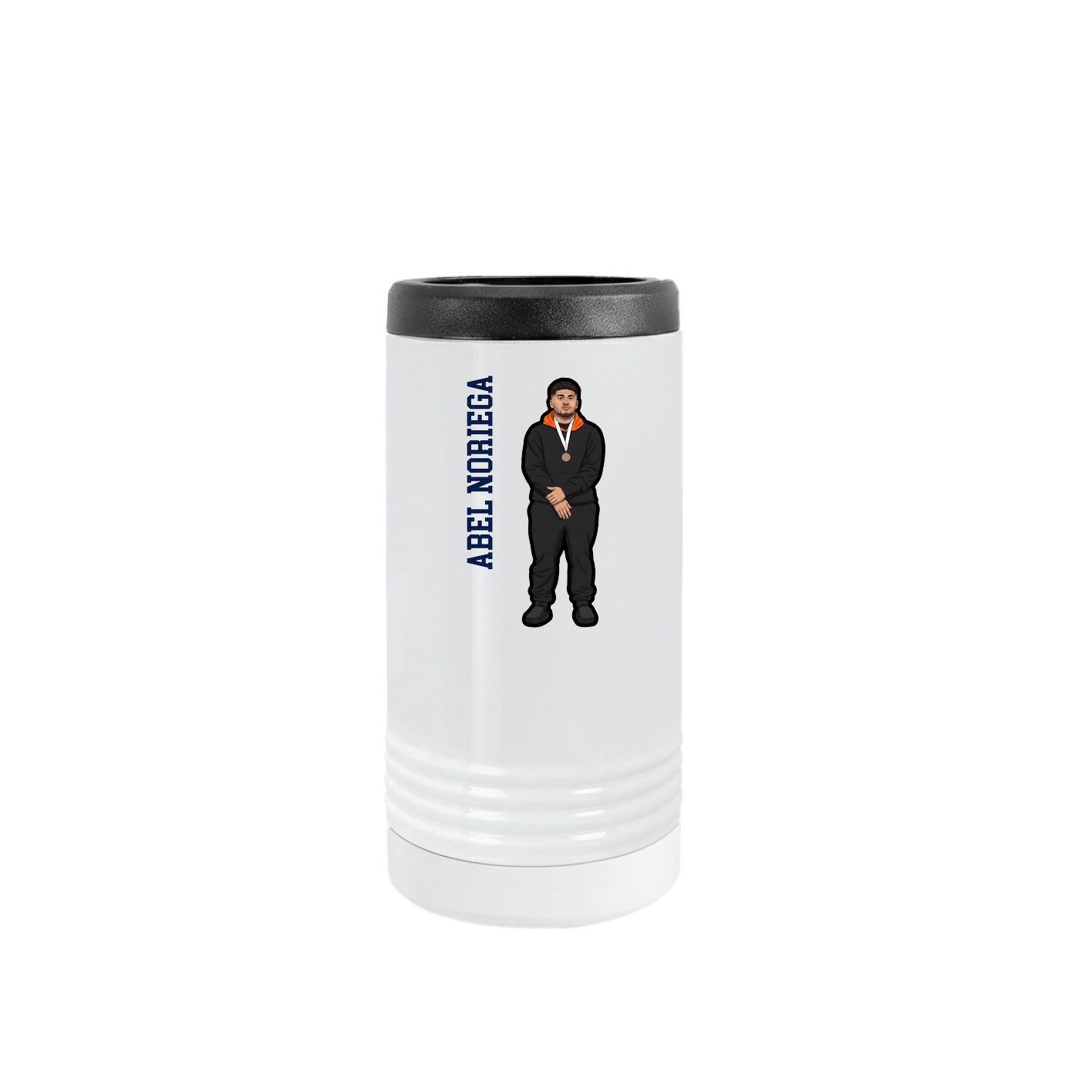 Slim Beverage Holder — Name Vertical in White