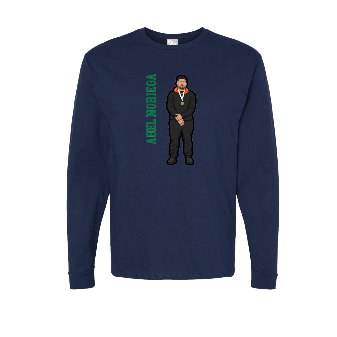 Long Sleeve Tee — Name Vertical in Navy
