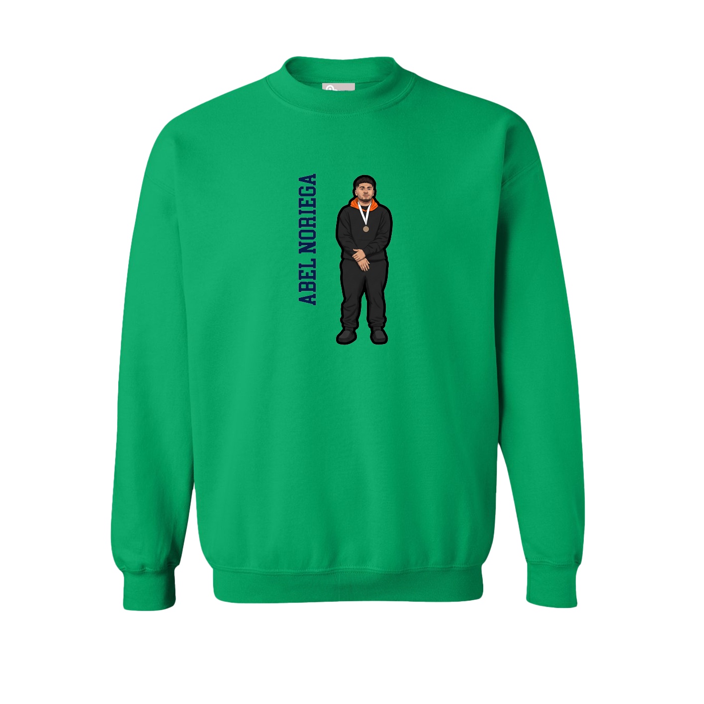 Fleece Crew — Name Vertical in Green