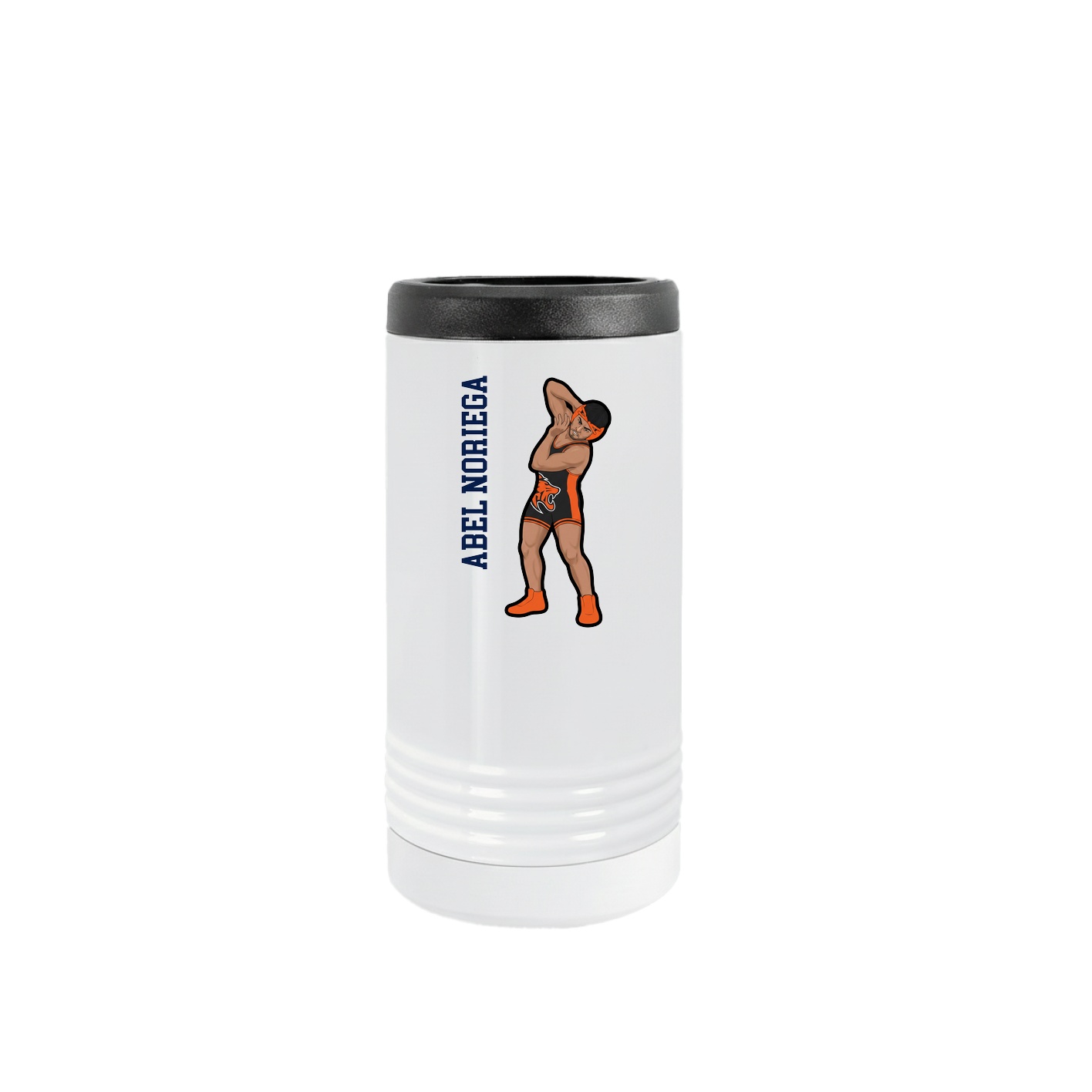 Slim Beverage Holder — Name Vertical in White