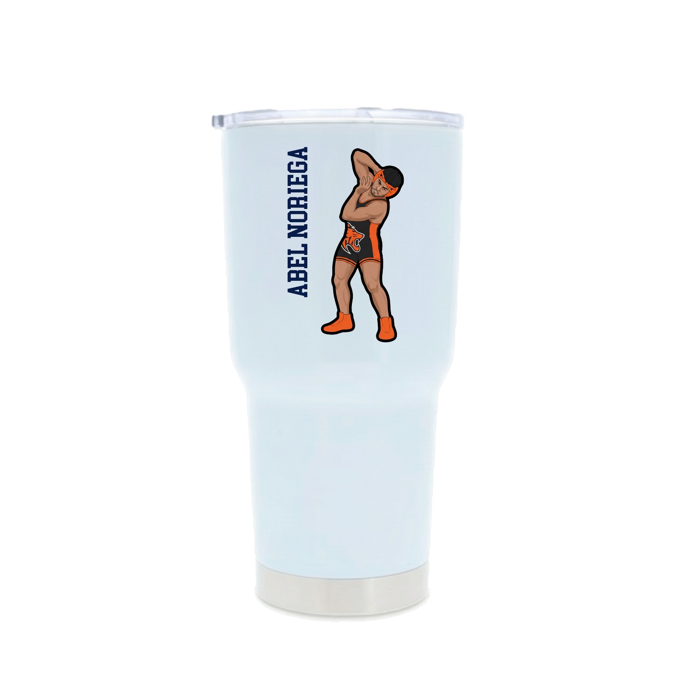 30oz Stainless Steel Tumbler — Name Vertical in White
