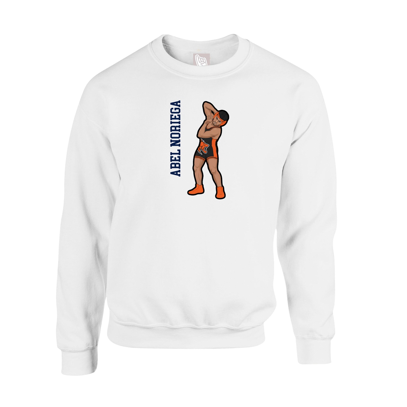 Fleece Crew — Name Vertical in White