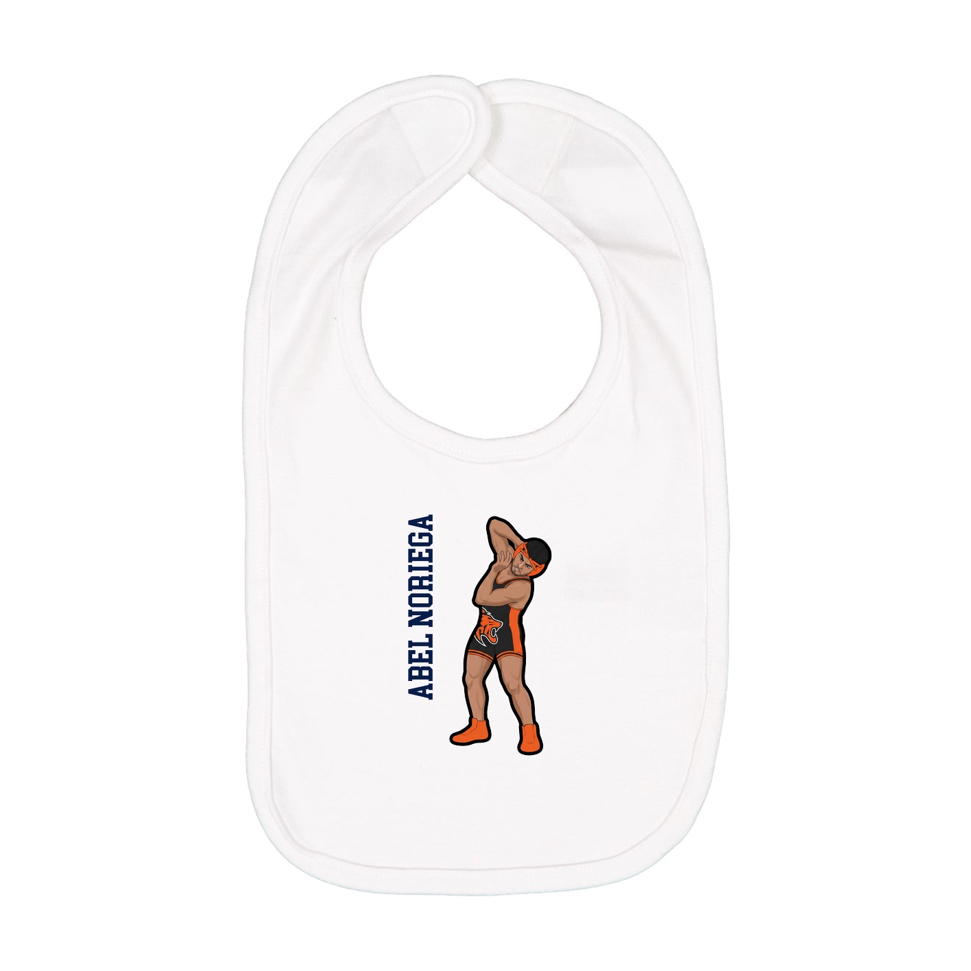 Infant Bib — Name Vertical in White