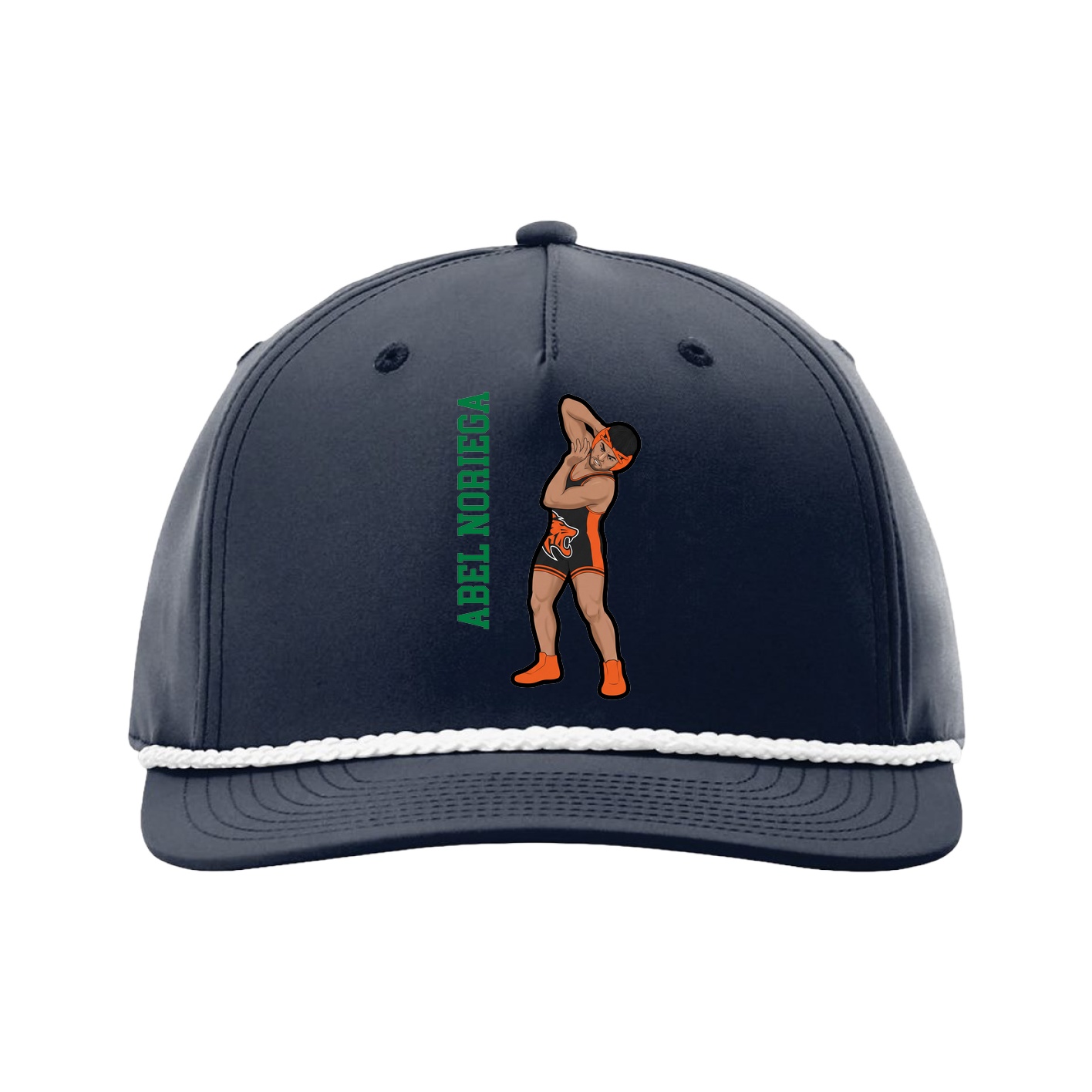 Five-Panel Classic Rope Cap — Name Vertical in Navy