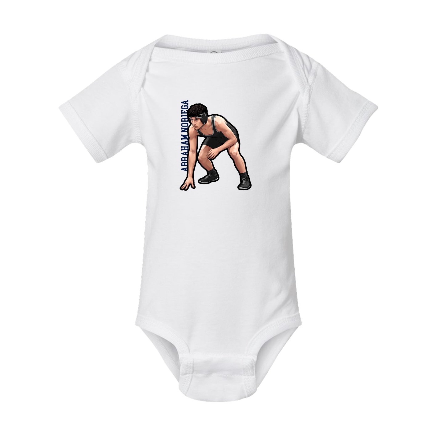 Baby Onesie — Name Vertical in White