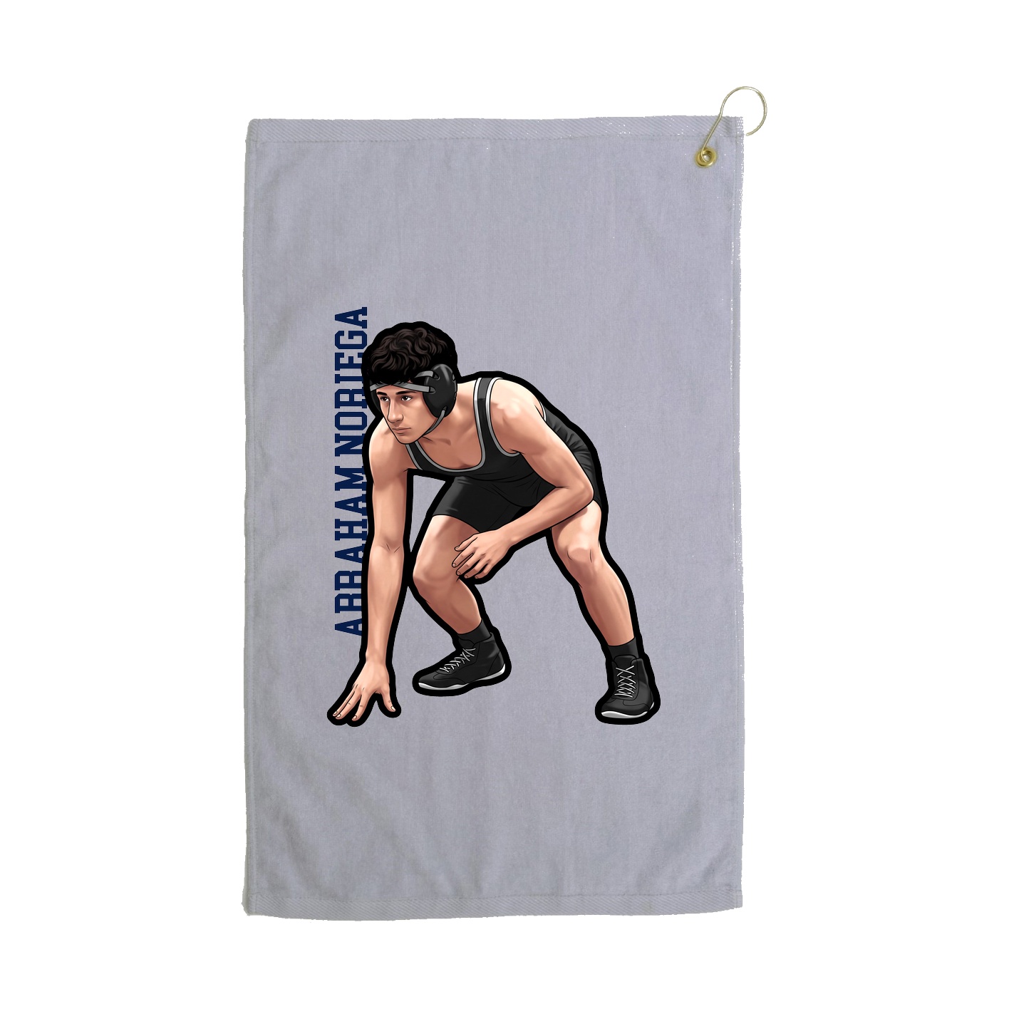 Golf Towel — Name Vertical in Grey