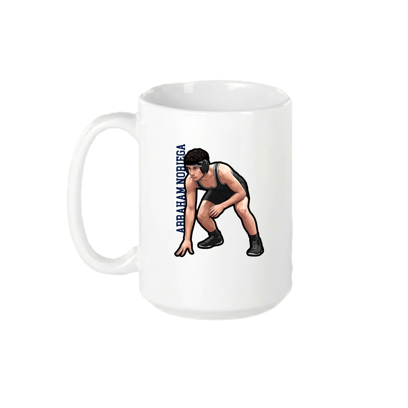 15oz Coffee Mug — Name Vertical in White