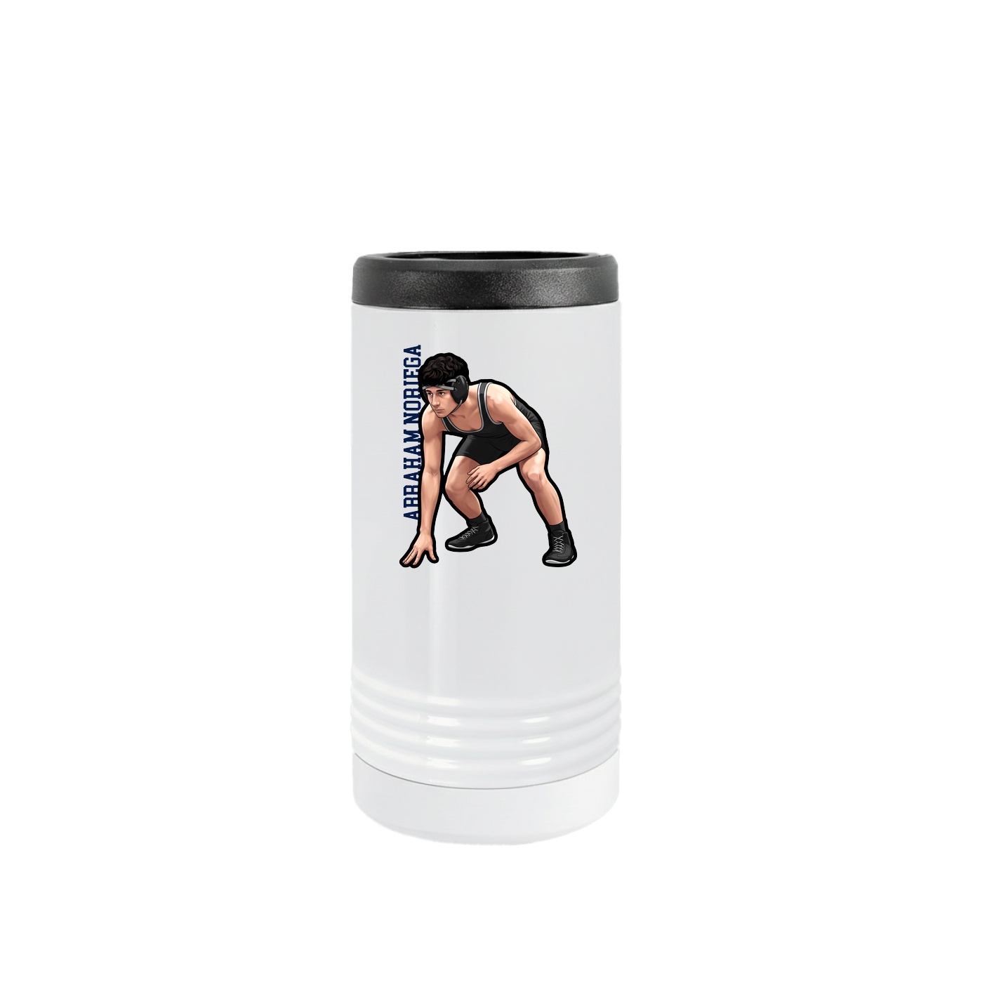 Slim Beverage Holder — Name Vertical in White