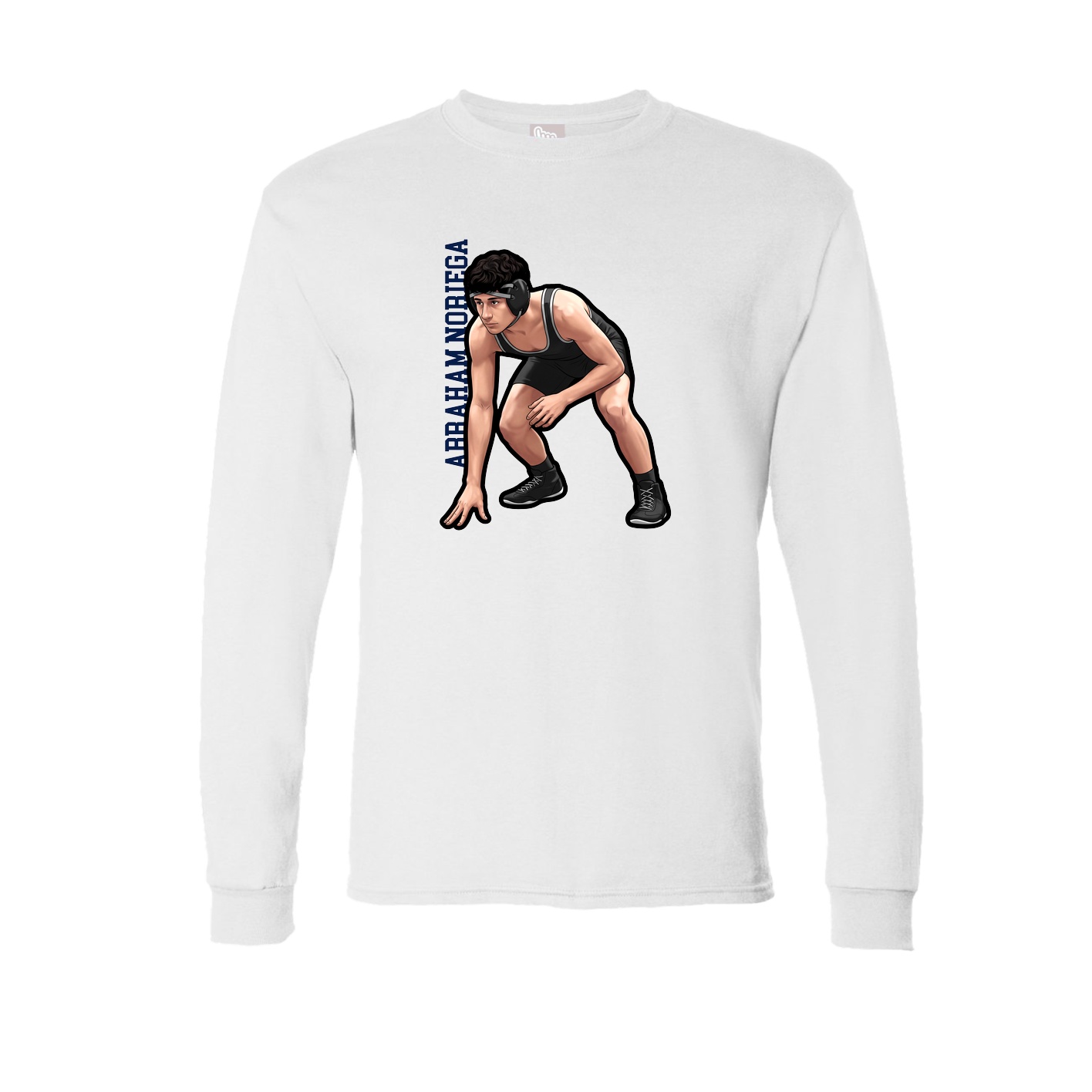 Long Sleeve Tee — Name Vertical in White