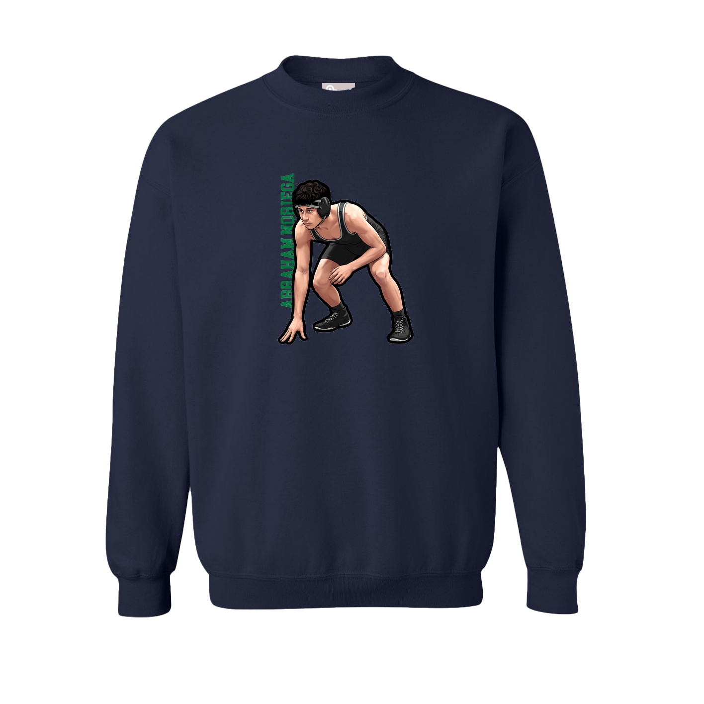 Fleece Crew — Name Vertical in Navy