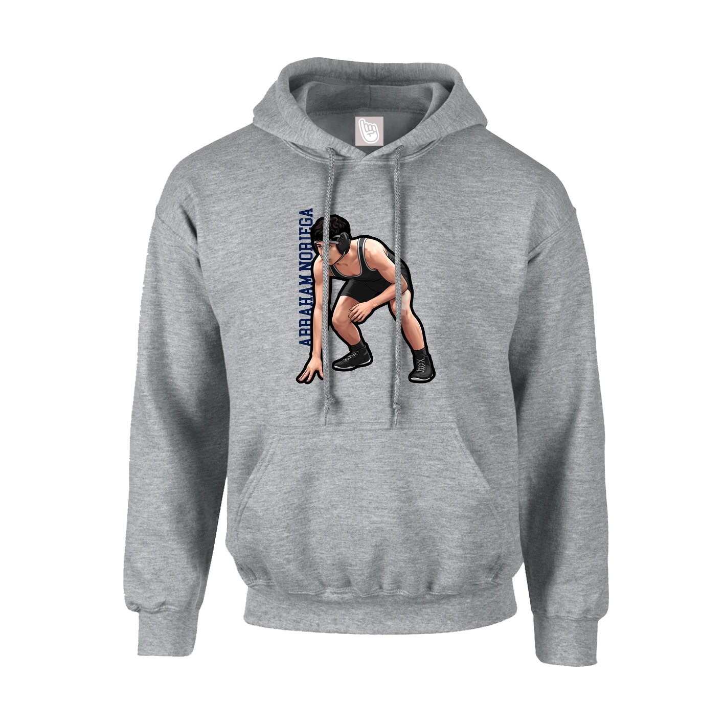 Youth Hoodie — Name Vertical in Grey
