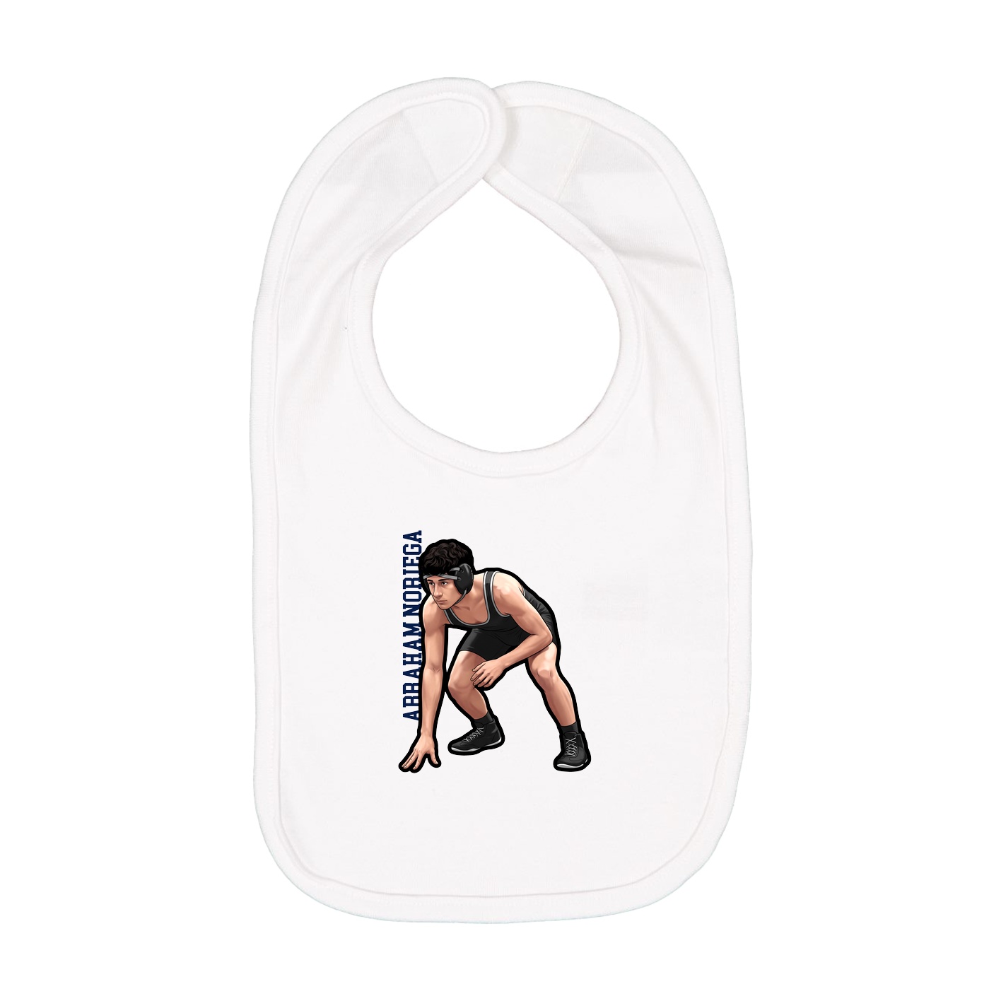 Infant Bib — Name Vertical in White