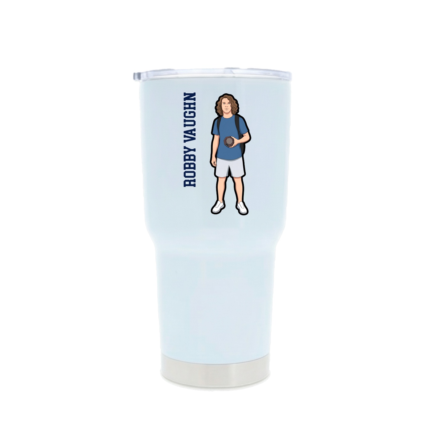 30oz Stainless Steel Tumbler — Name Vertical in White