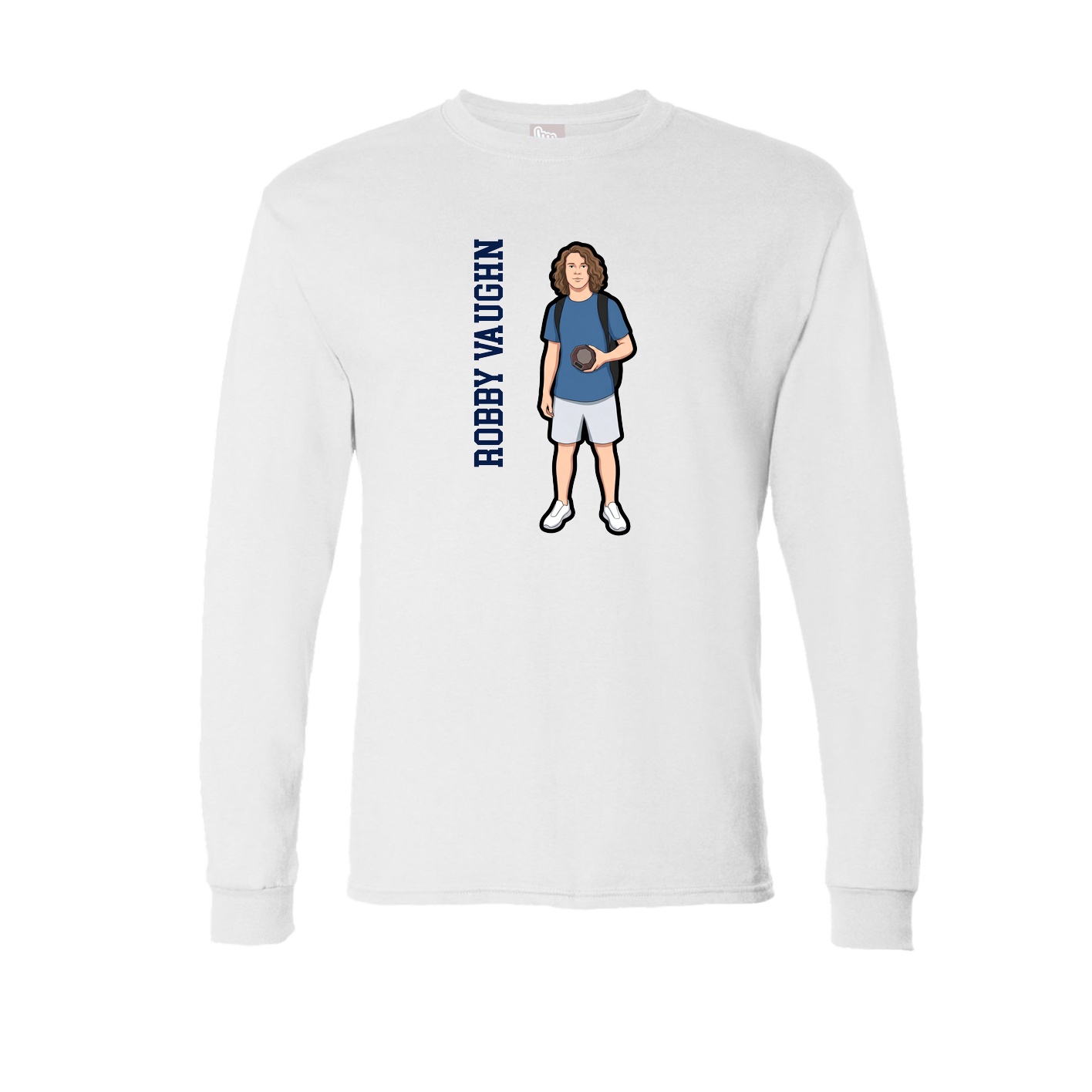 Long Sleeve Tee — Name Vertical in White