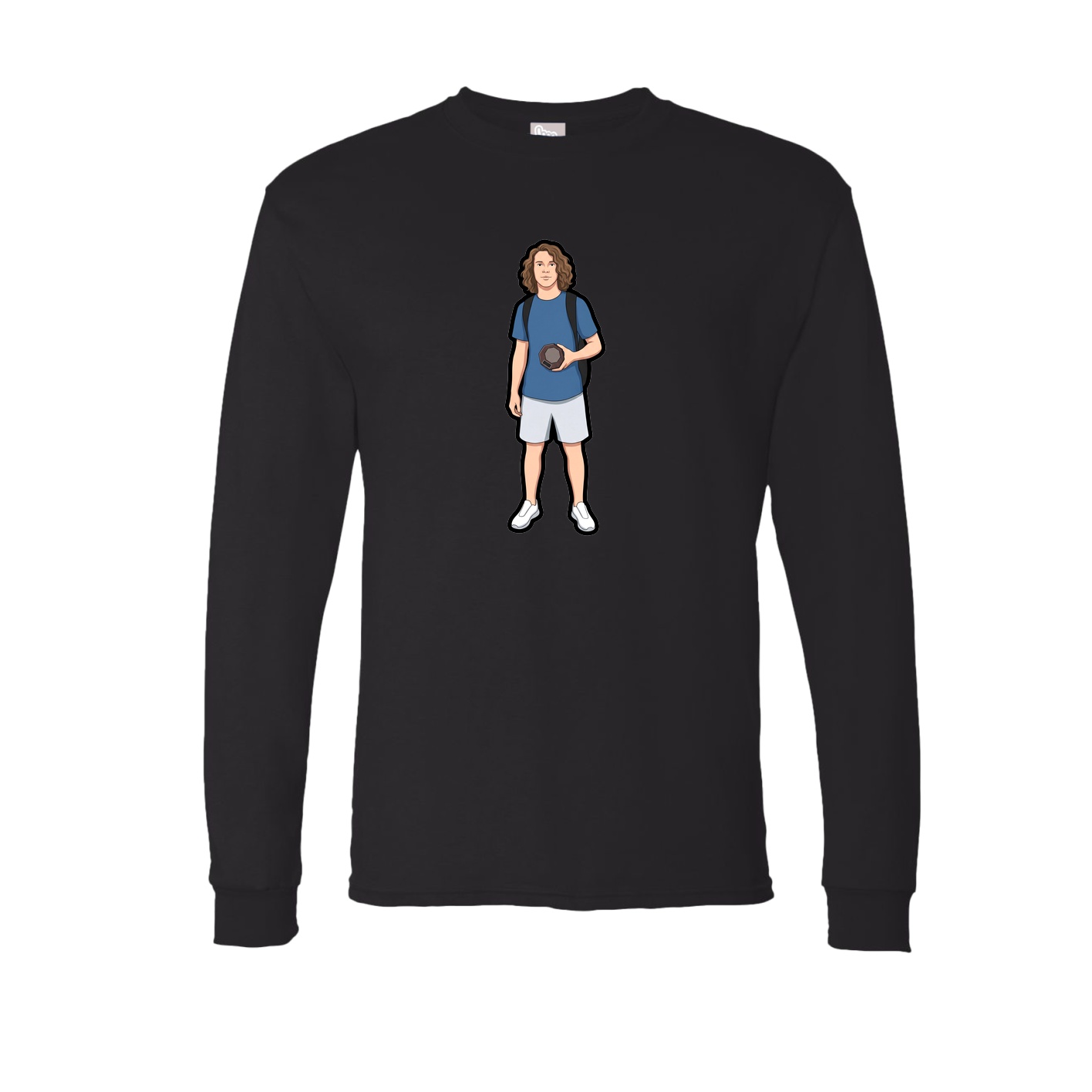 Long Sleeve Tee — Name Vertical in Black