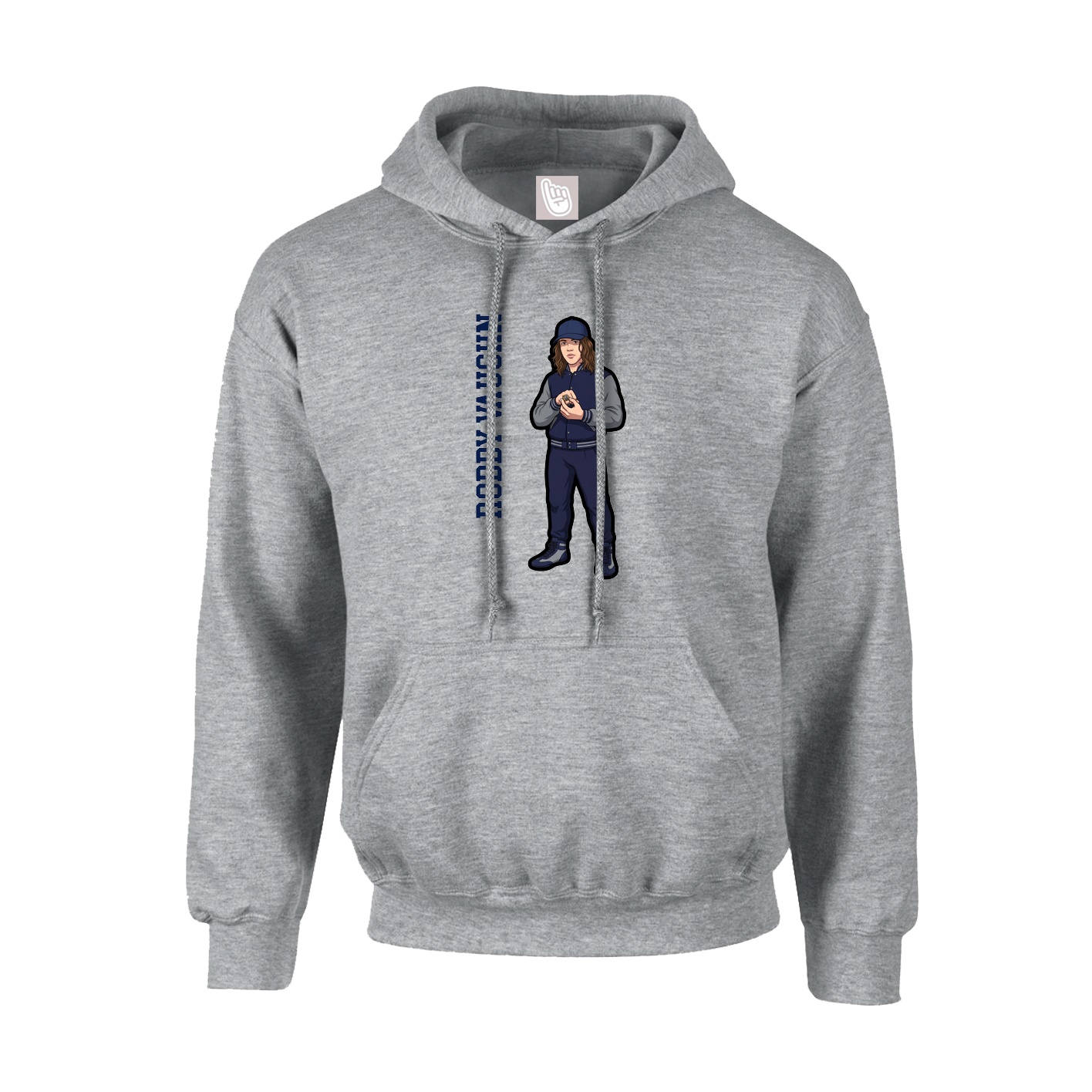 Youth Hoodie — Name Vertical in Grey