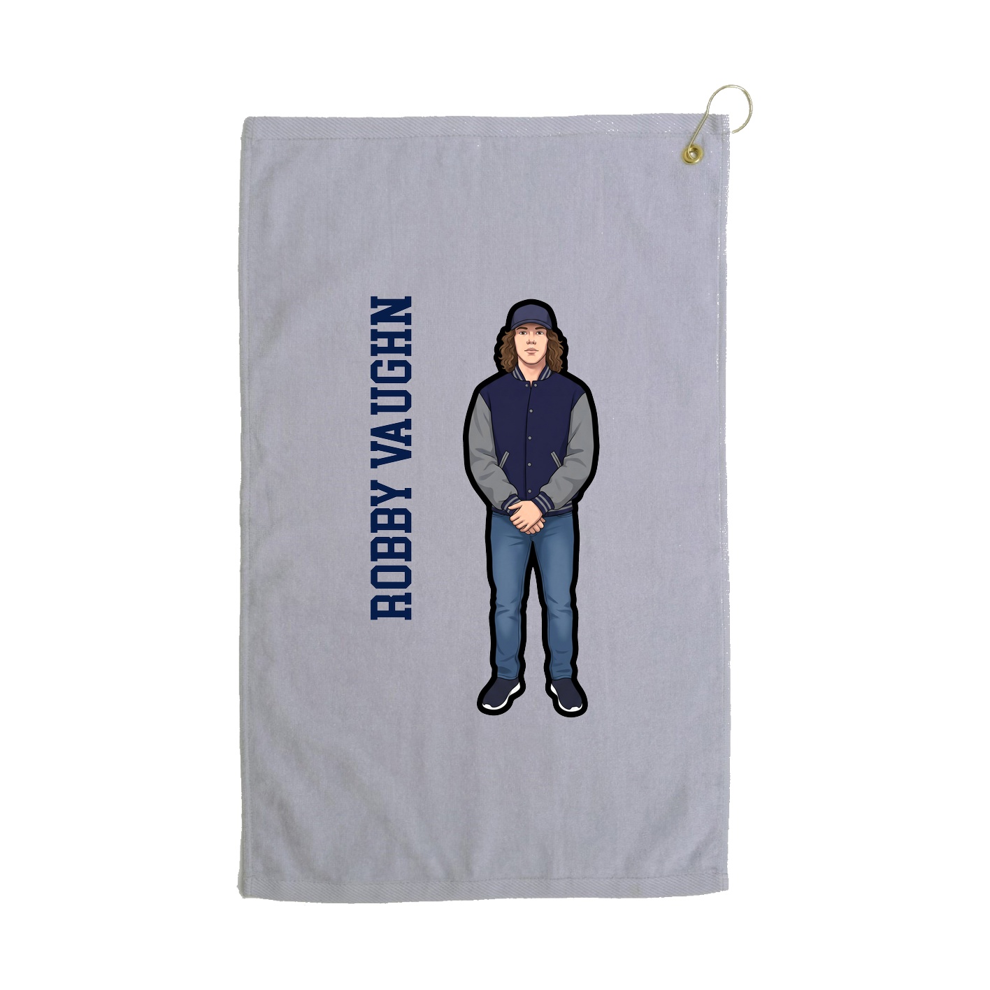 Golf Towel — Name Vertical in Grey