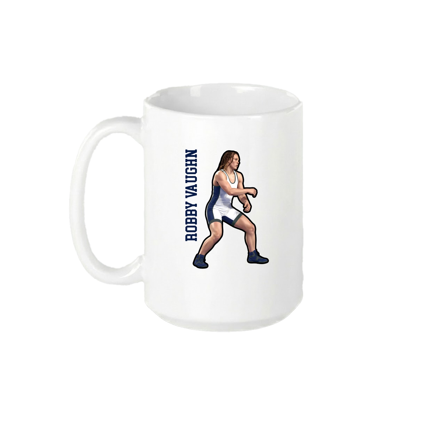 15oz Coffee Mug — Name Vertical in White