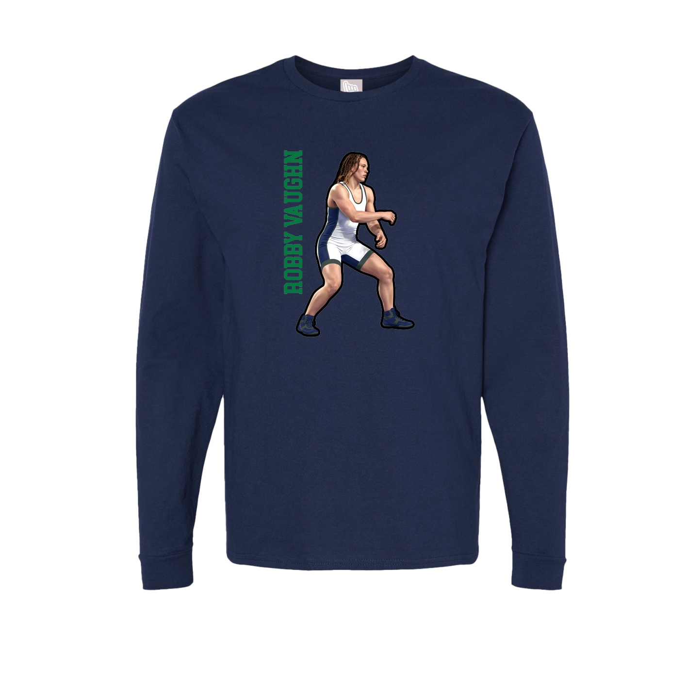Long Sleeve Tee — Name Vertical in Navy