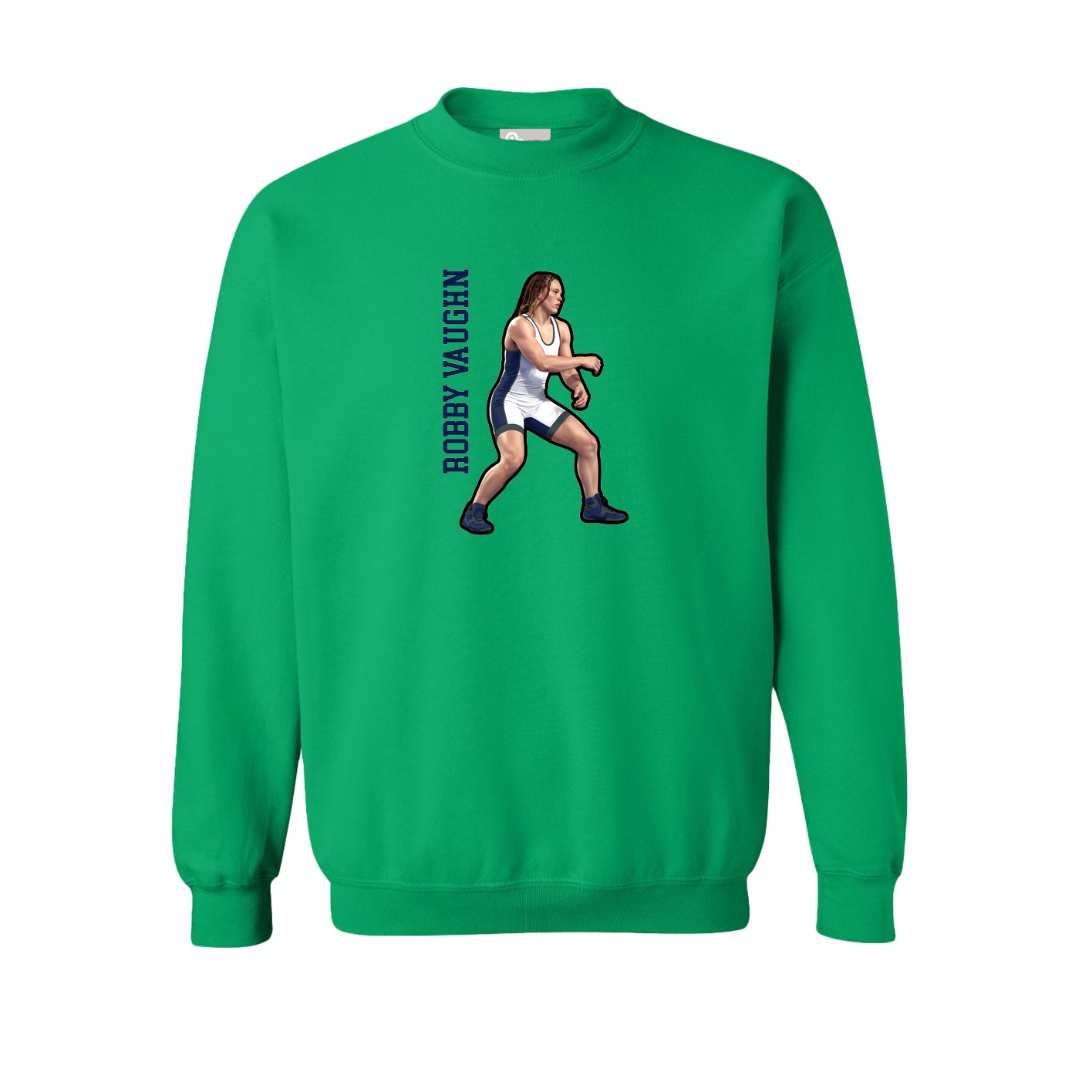 Fleece Crew — Name Vertical in Green