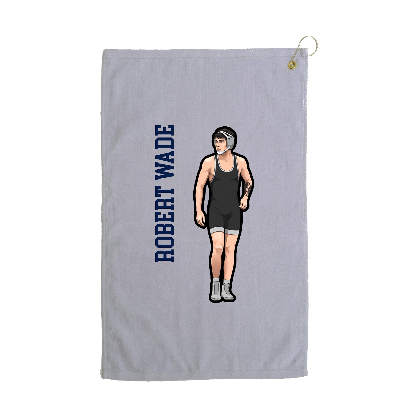 Golf Towel — Name Vertical in Grey
