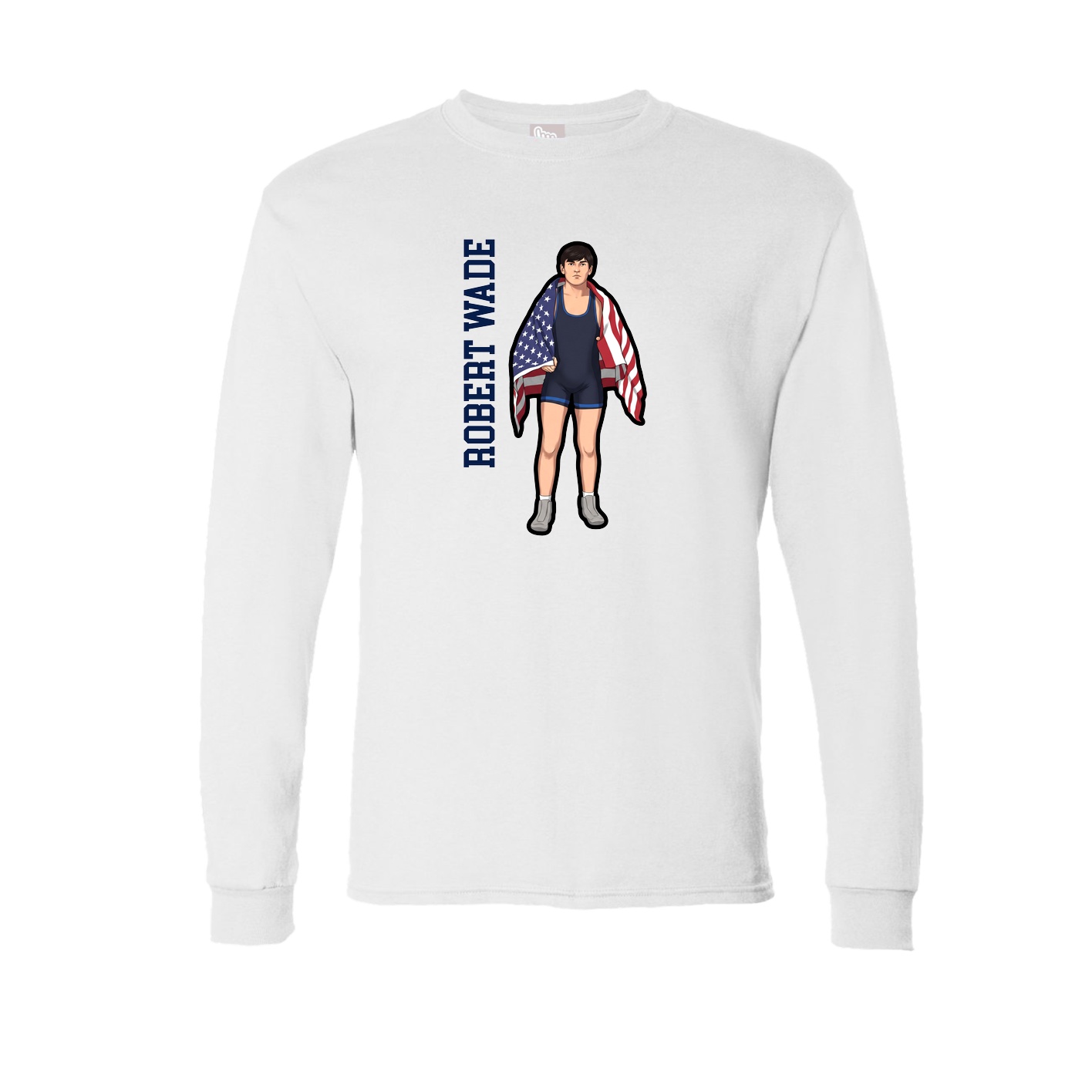 Long Sleeve Tee — Name Vertical in White