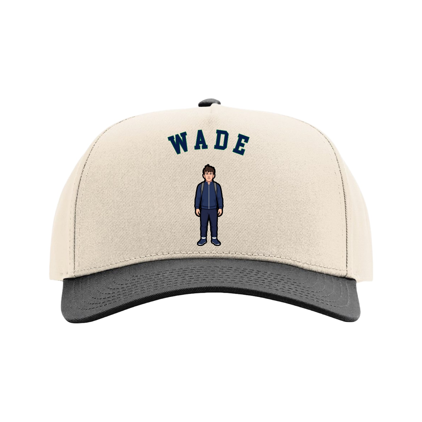 Full Fabric Five-Panel Champ Cap — Shirsey Arch in Cream/Black