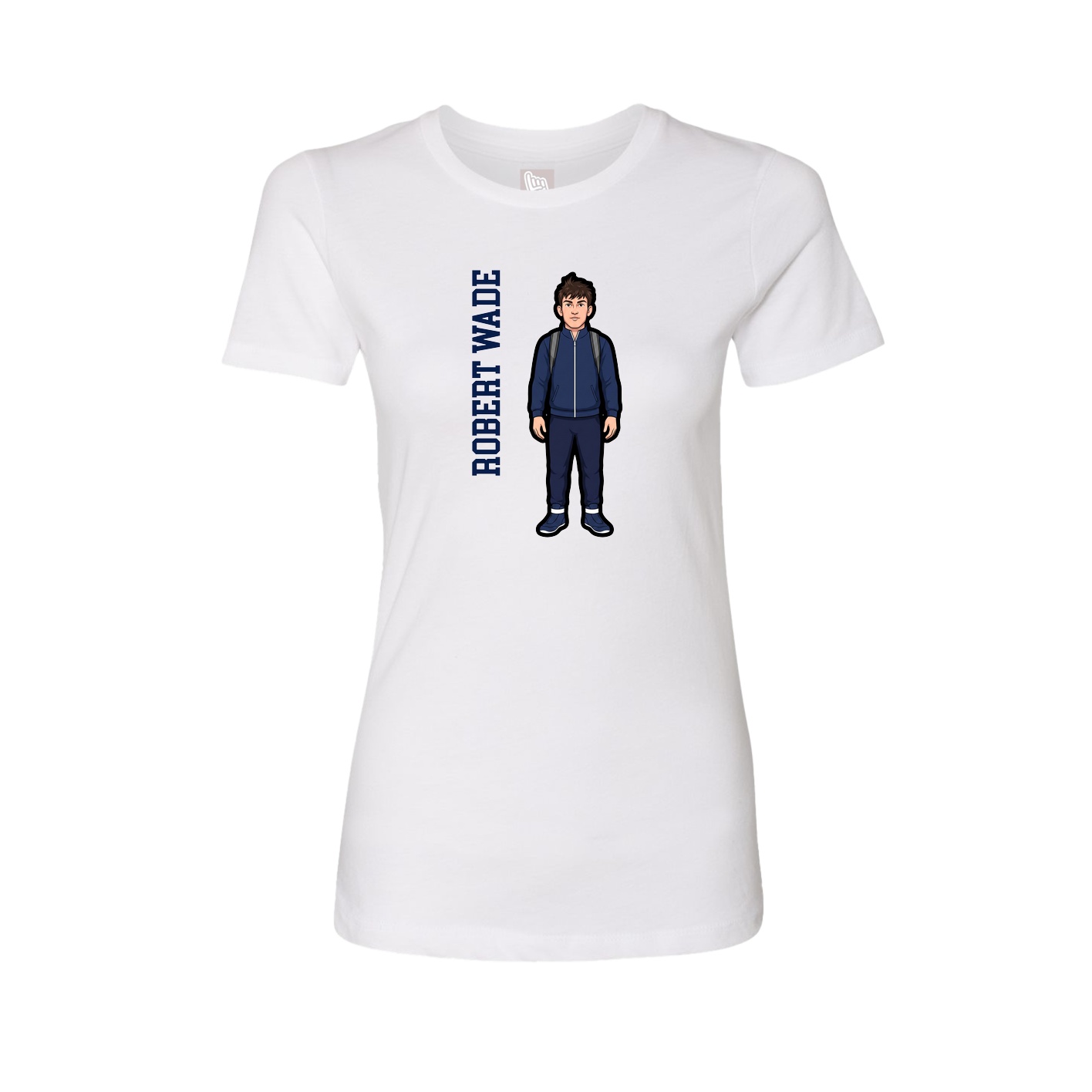 Womens Tee — Name Vertical in White