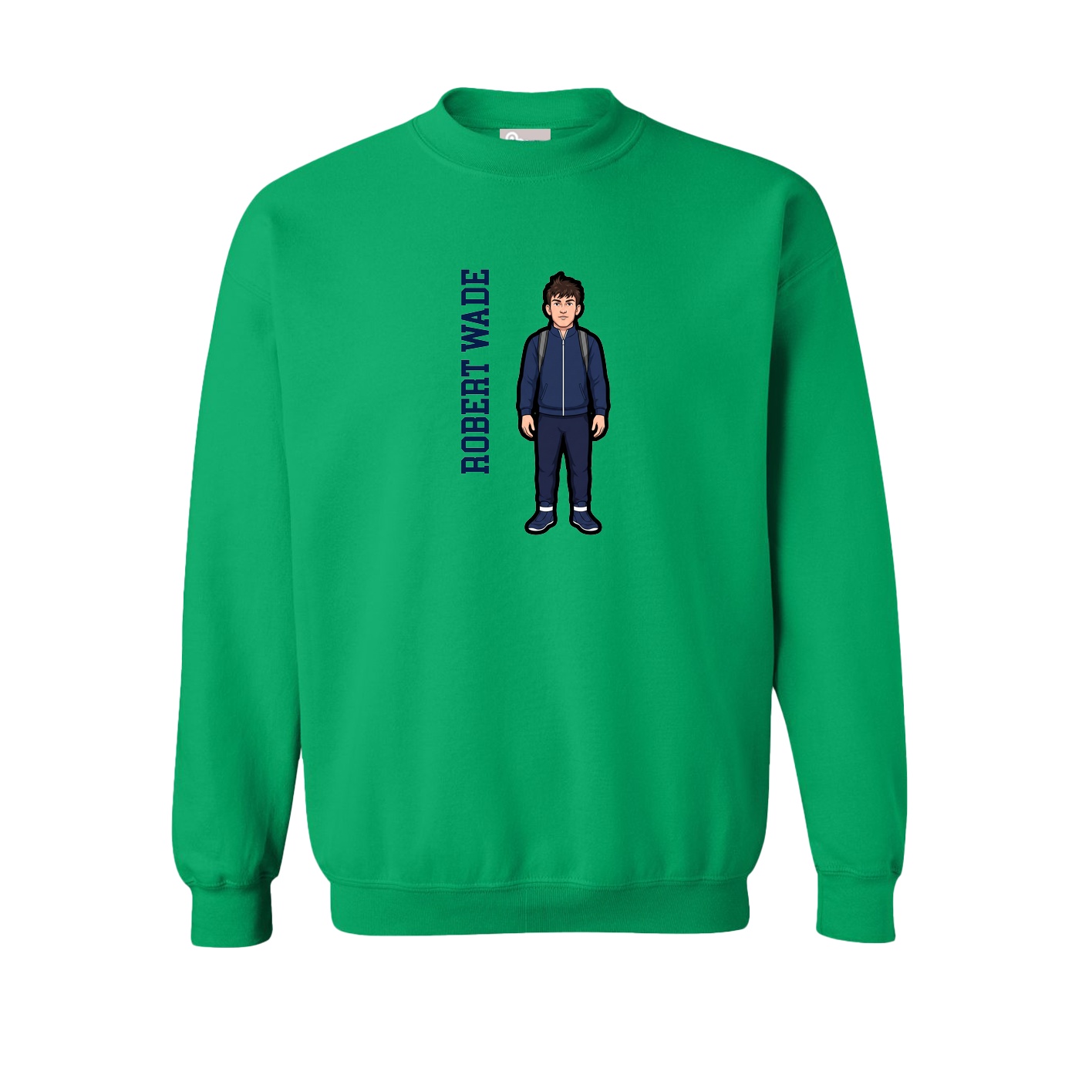 Fleece Crew — Name Vertical in Green
