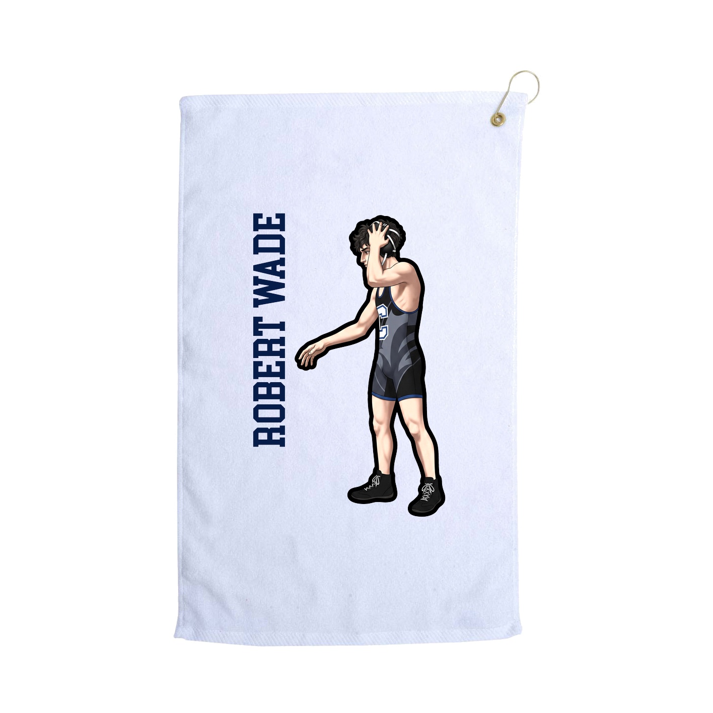 Golf Towel — Name Vertical in White