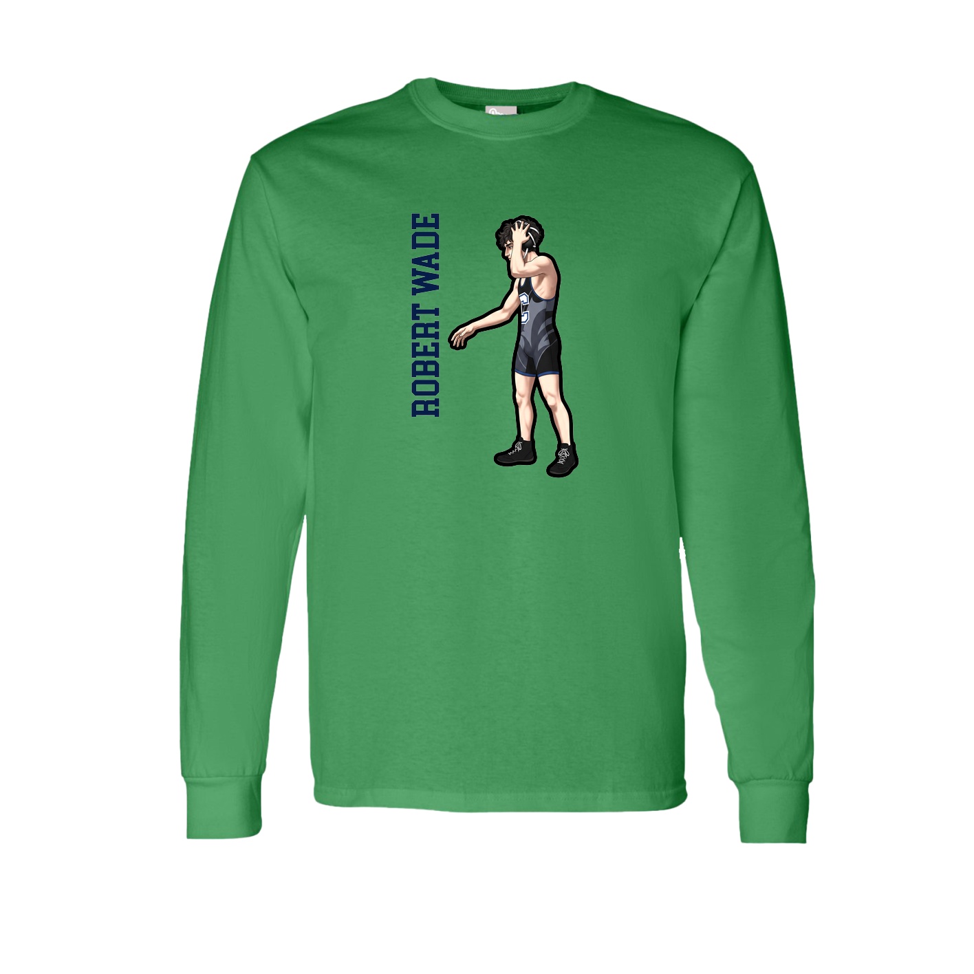 Long Sleeve Tee — Name Vertical in Green