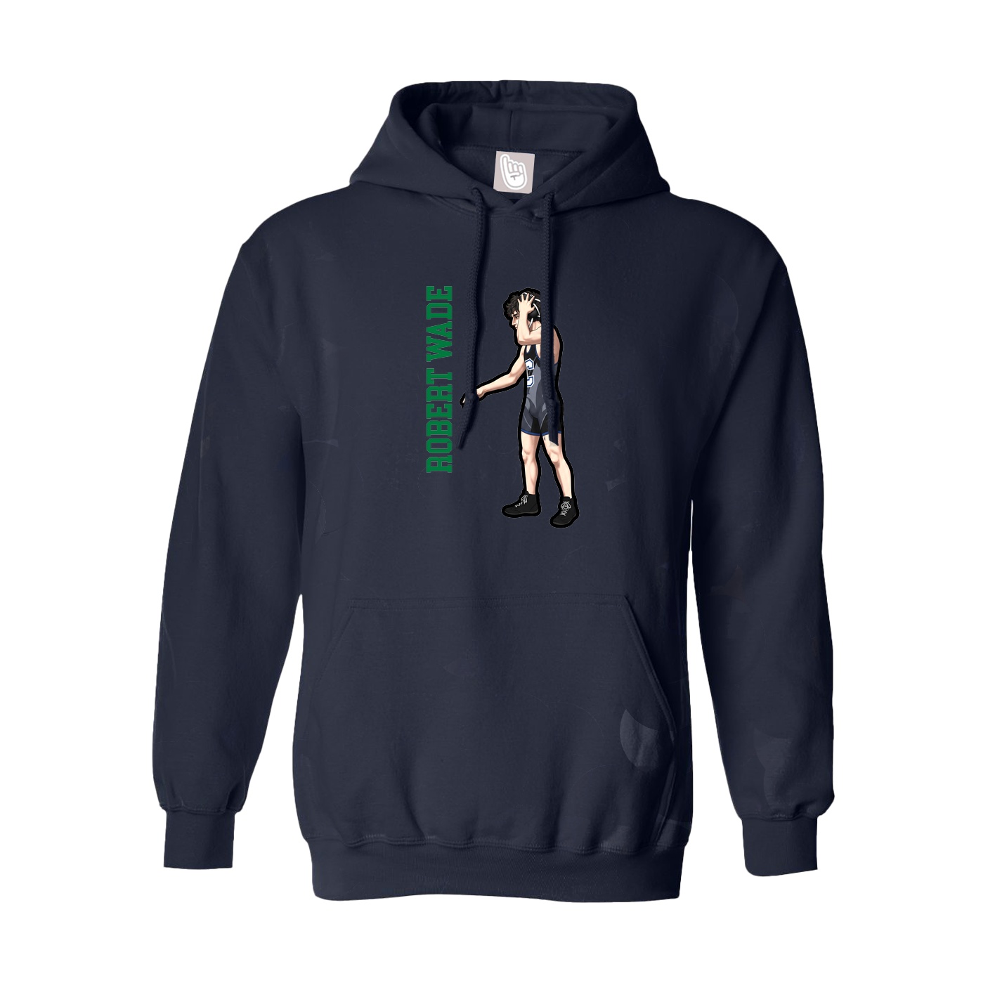 Hoodie — Name Vertical in Navy