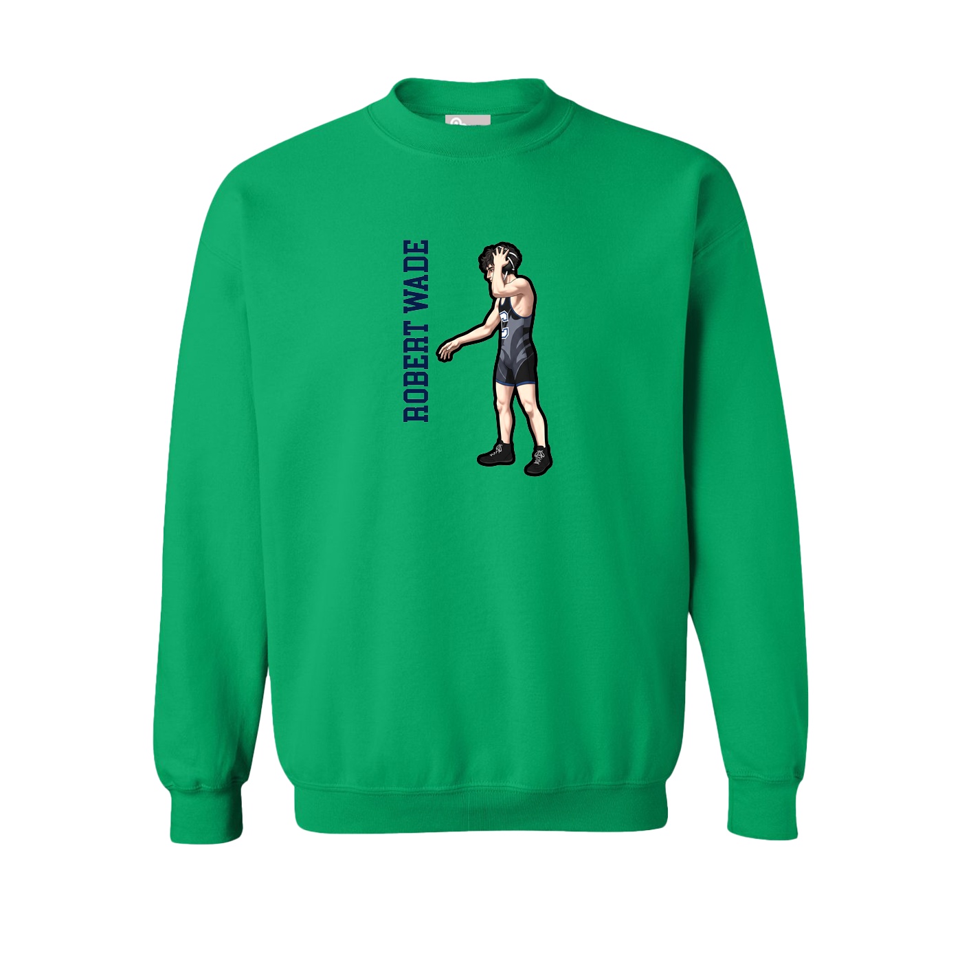 Fleece Crew — Name Vertical in Green