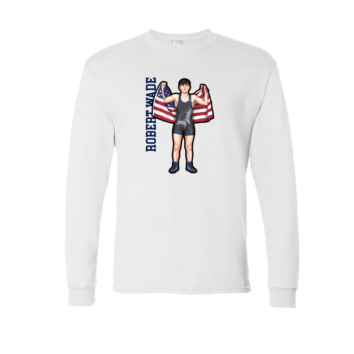Long Sleeve Tee — Name Vertical in White