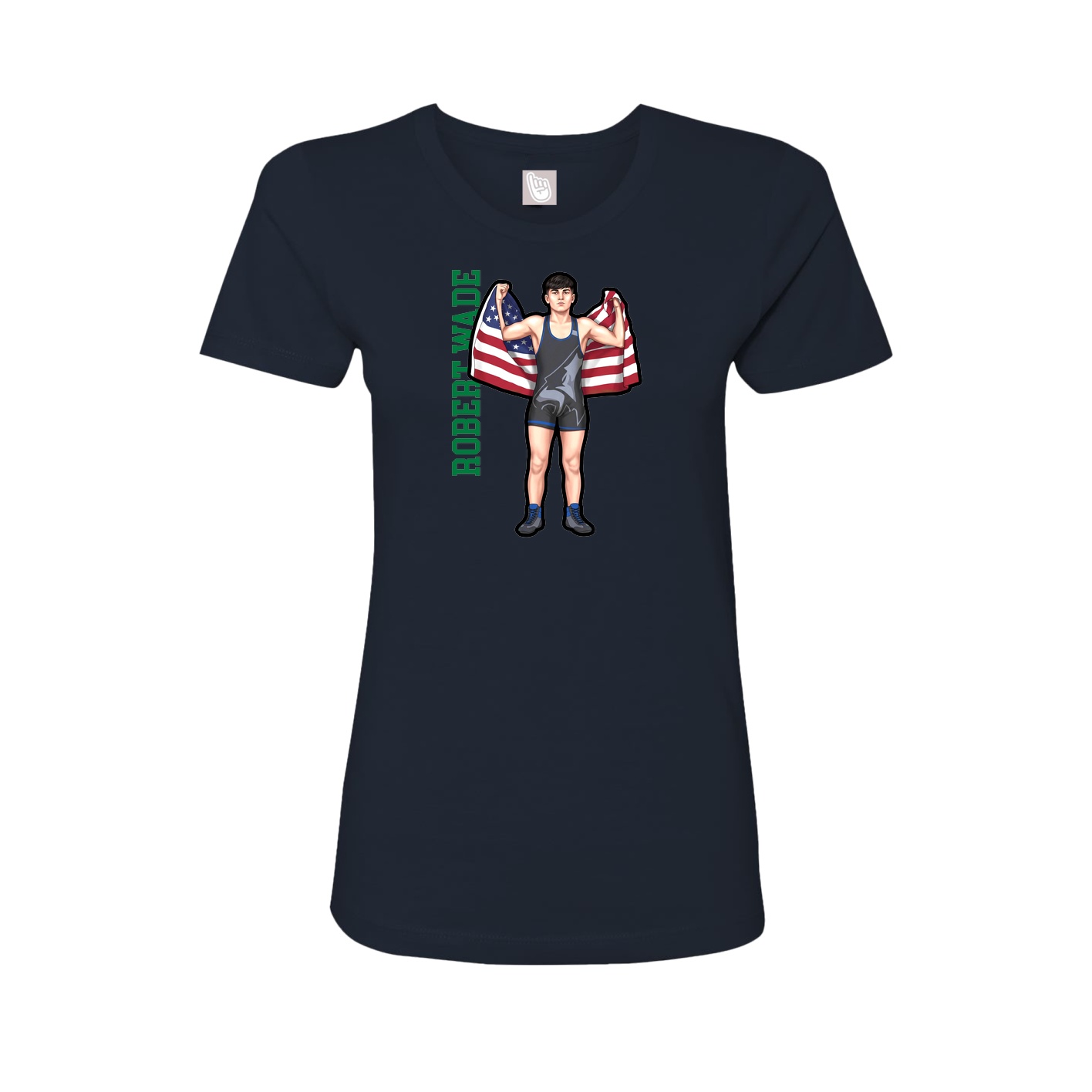 Womens Tee — Name Vertical in Navy