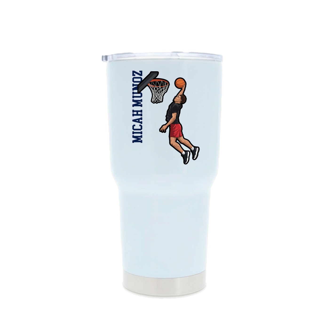 30oz Stainless Steel Tumbler — Name Vertical in White