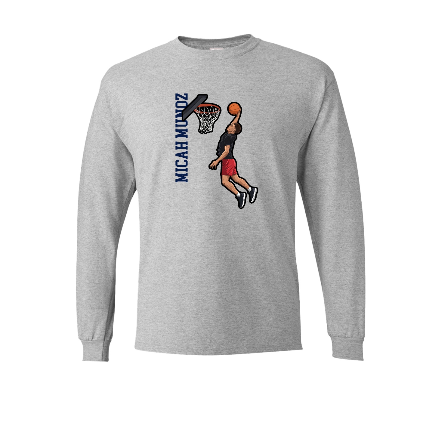 Long Sleeve Tee — Name Vertical in Grey