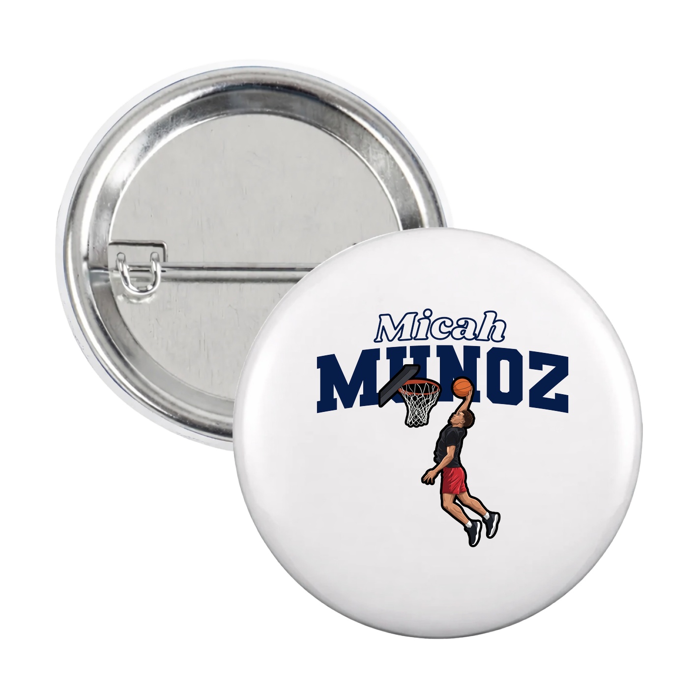 Game Day Button — Name Arch in White