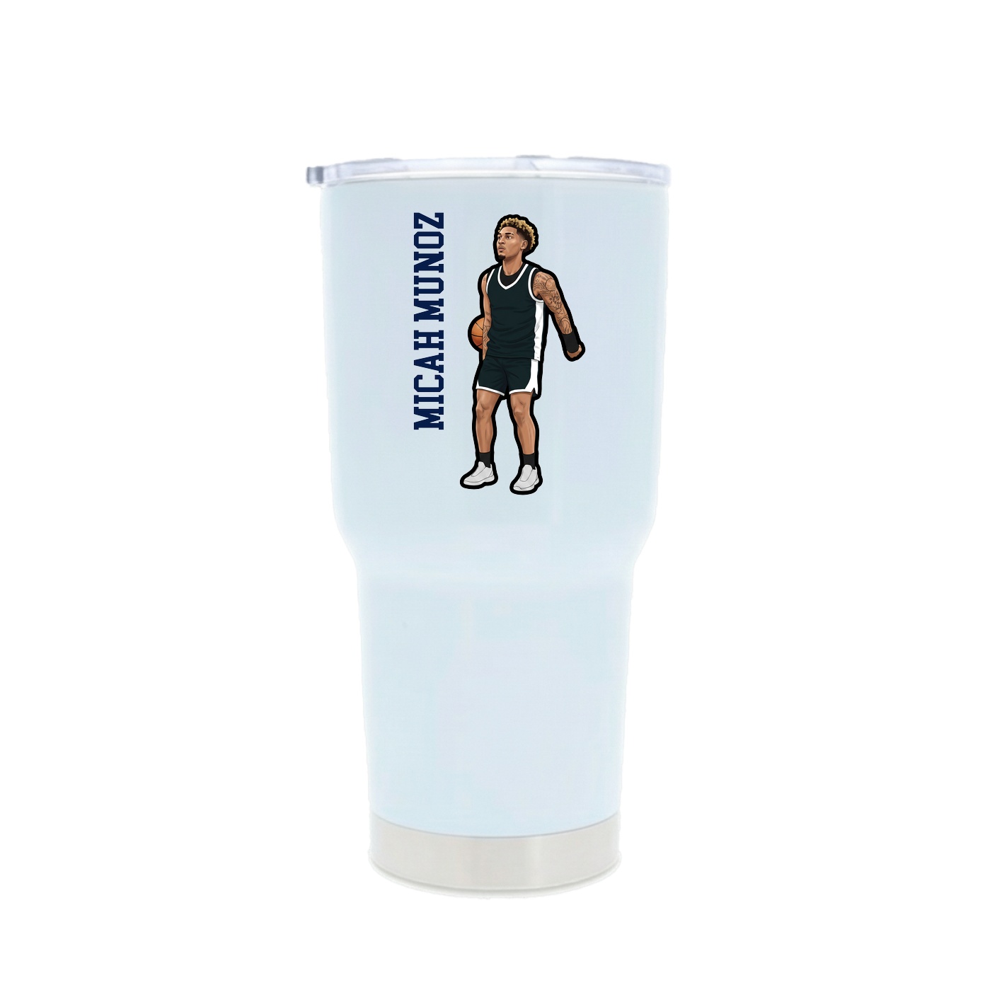 30oz Stainless Steel Tumbler — Name Vertical in White