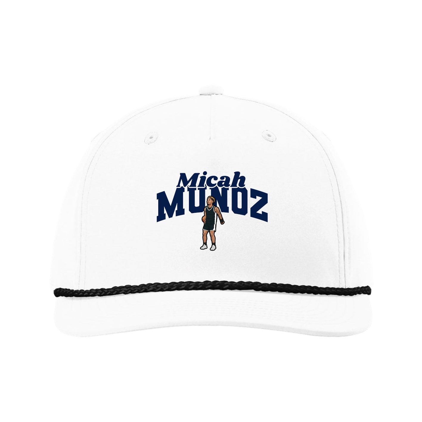 Five-Panel Classic Rope Cap — Signature Arch in White