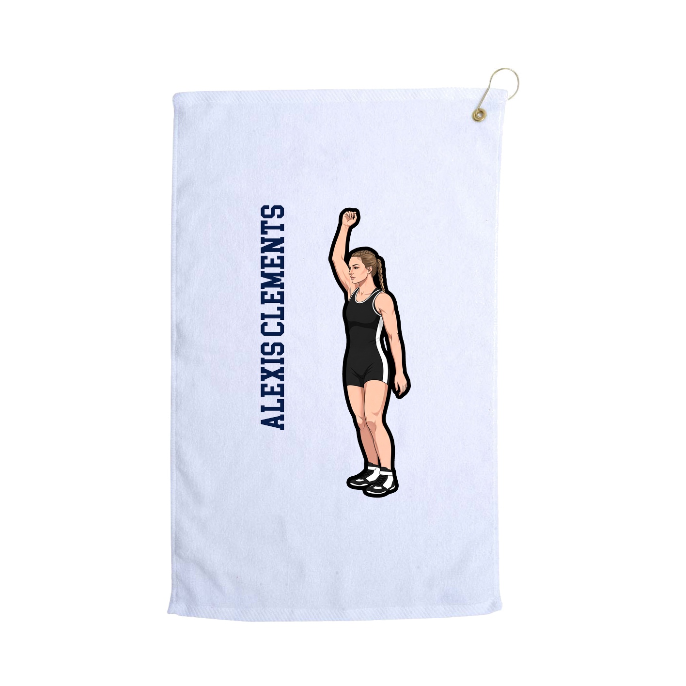 Golf Towel — Name Vertical in White